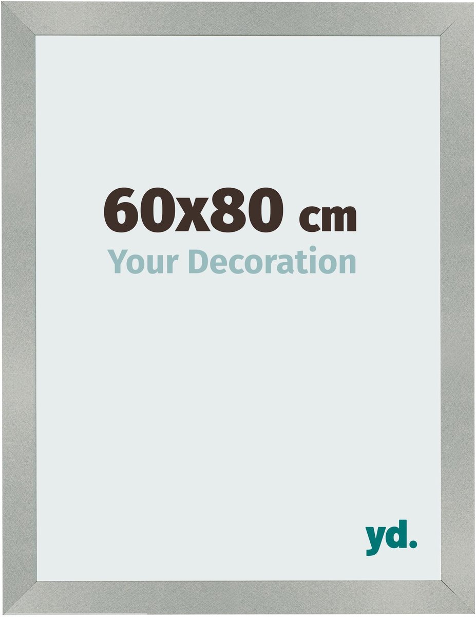 Your Decoration - Fotolijst 60x80 cm - MDF - Aluminium Geborsteld - Bologna