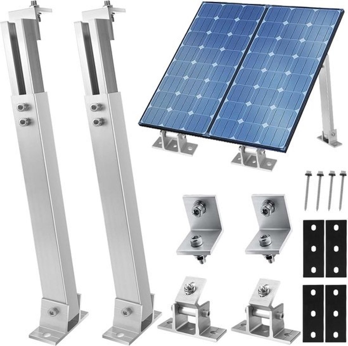 Zonnepaneel Dakhouder Aluminium 15-30 Graden Verstelbaar - Voor Daken, Campers en Boten - Montageset 36-70 cm