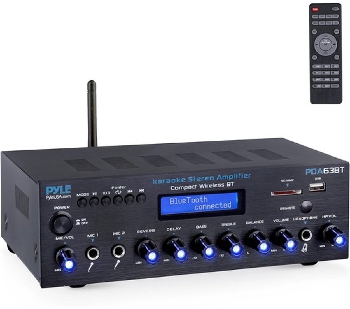 Draadloze Multikanaals Audio Versterker met Bluetooth, Radio, USB/SD en Microfoon Karaoke