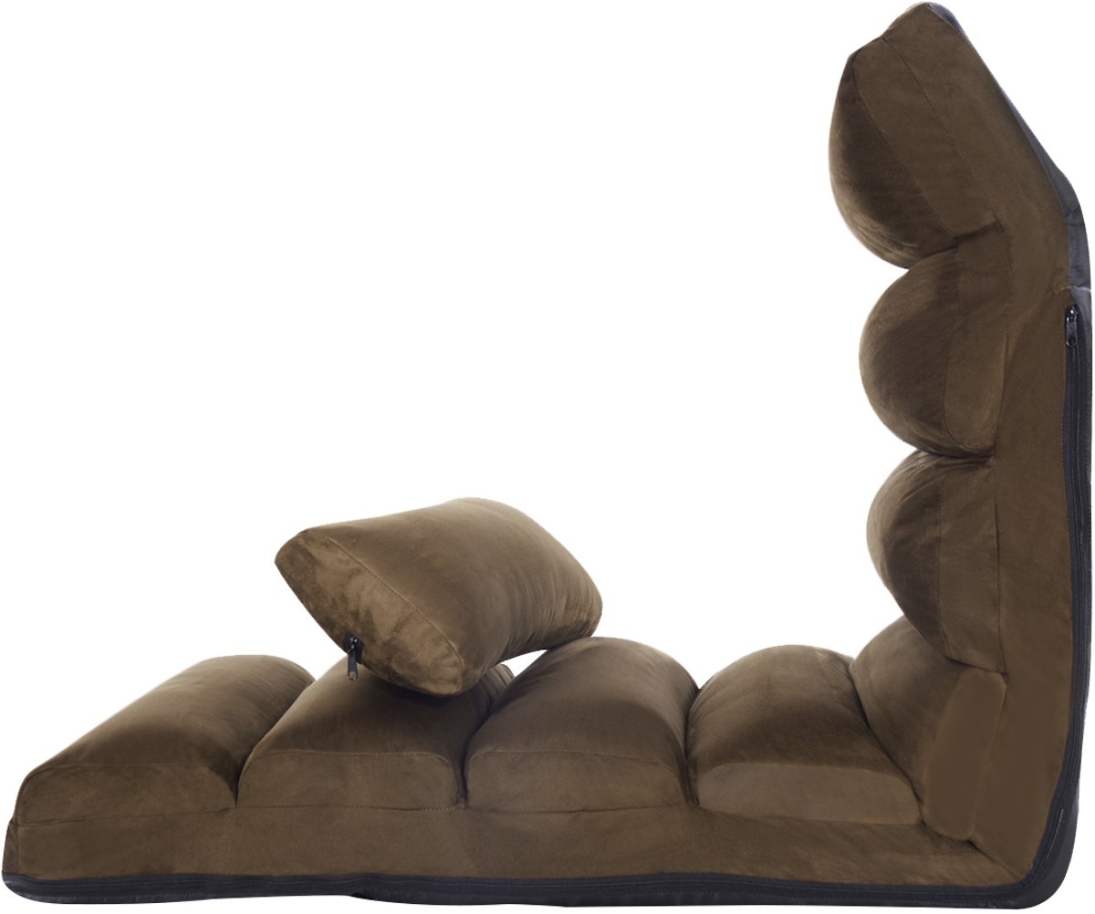 SureDeal® - Vloerstoel - Relaxstoel Voudig Instelbaar - Rugleuning Vloer Stoel - Slaapfunctie Luie Bank - 175x55x20 cm - Koffiebruin