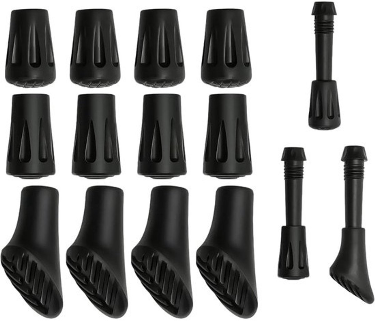 Wandelstok Buffers - Rubberen Doppen - Veilige Wandelingen - 12 Stuks Set - Universele Pasvorm - Zwart