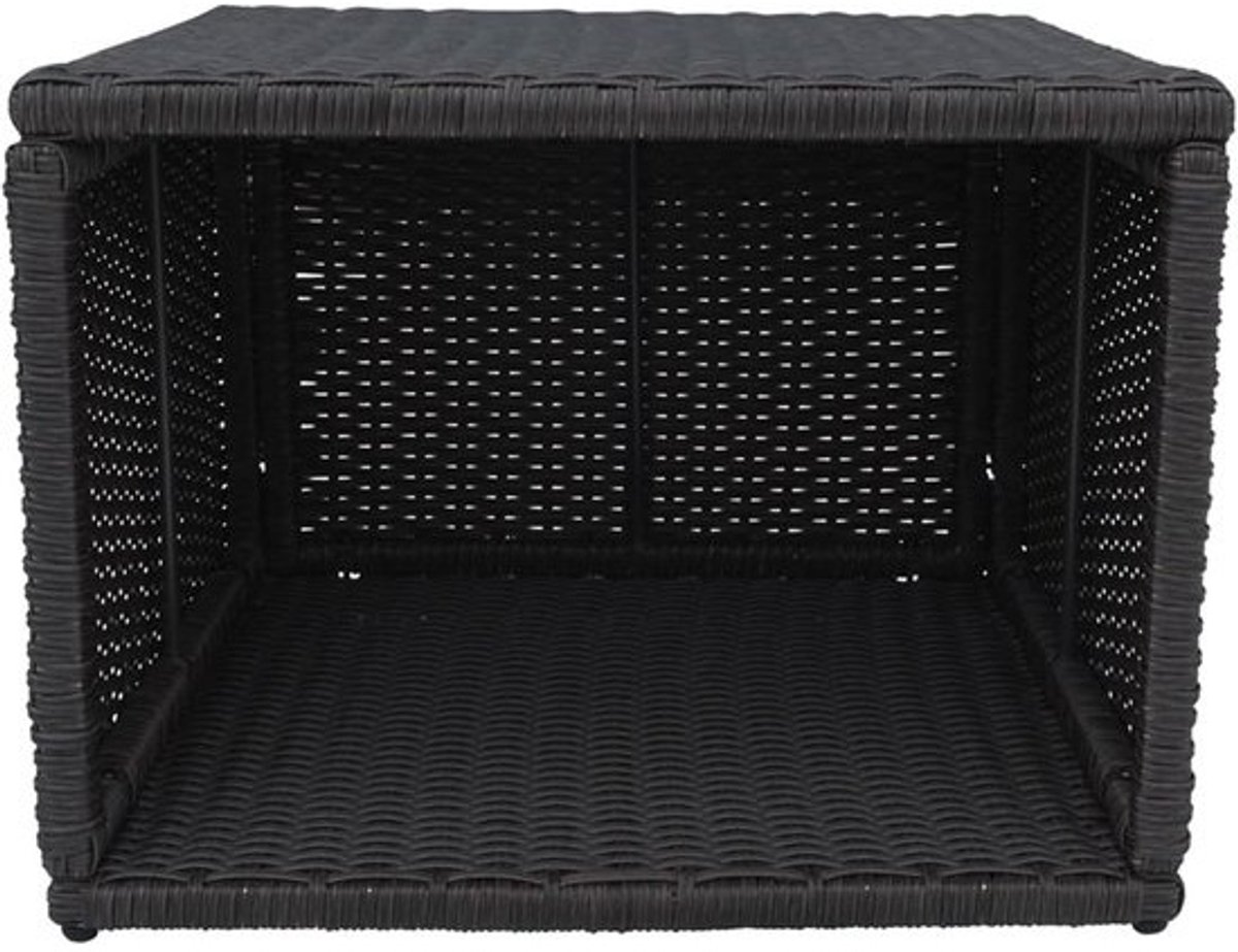 Pool bijzettafel - Bijzetmeubilair tuin - Ontspannen buiten - Weerbestendig vlechtwerk - 57x57x43 cm - Zwart