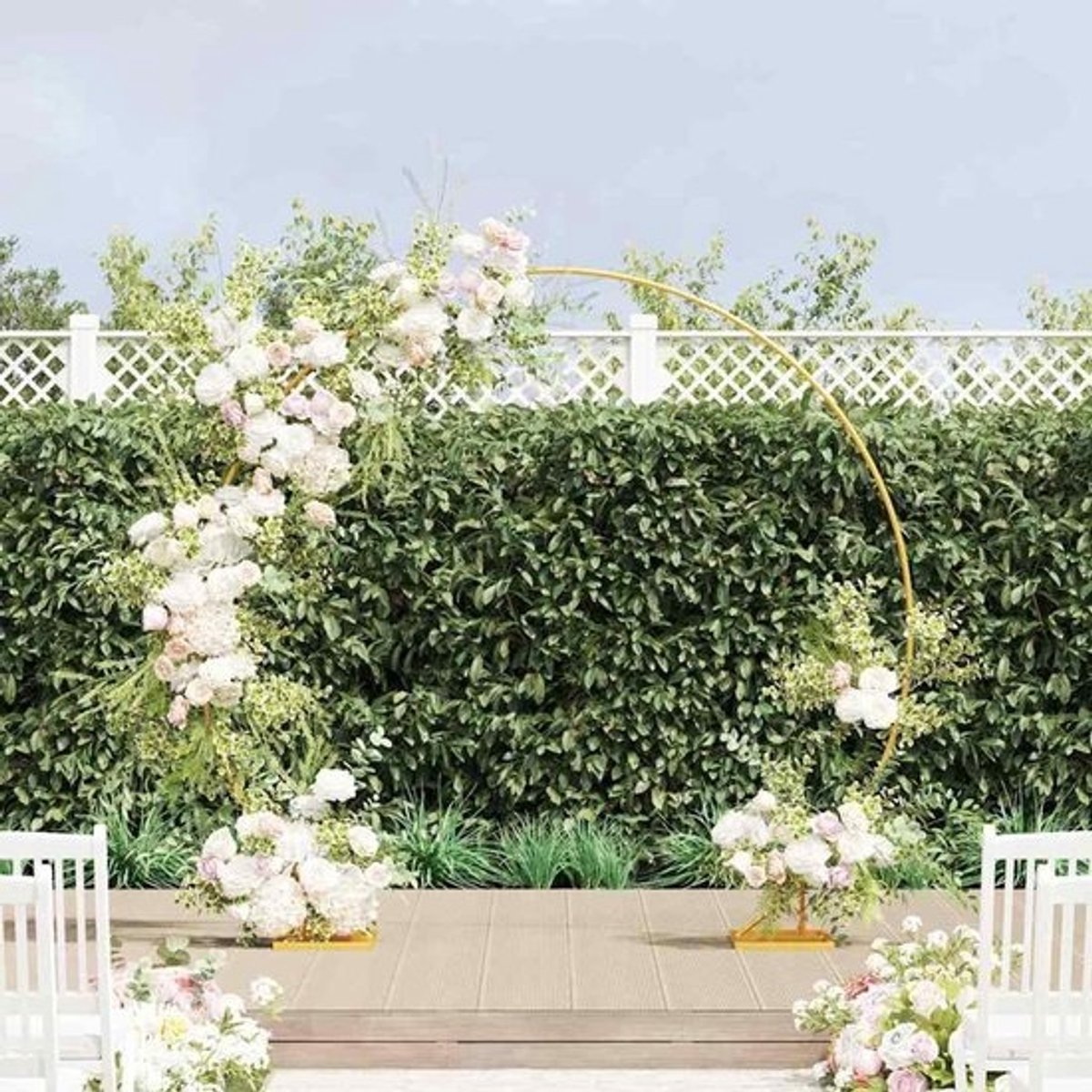 Decoratieve Boog - Tuinboog Klimplant - Bruiloftsdecoratie Buiten - Stevig Staal Ontwerp - 220 x 45 x 200 cm - Goudkleurig