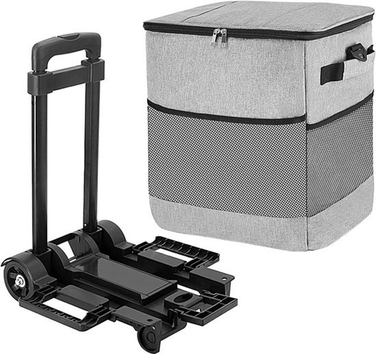 Koeler Handkar - Geïsoleerde Box - Buiten Activiteiten - Compact En Verrijdbaar - 95.5x35x28cm - Grijs