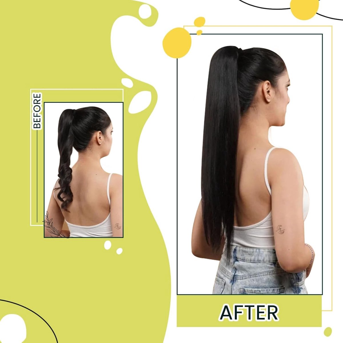 Natuurlijke Ponytail Extensions van Echte Haar in Zwart, 30cm, 70g - Perfect voor Volumineuze Haarstijlen en Gemakkelijk te Bevestigen