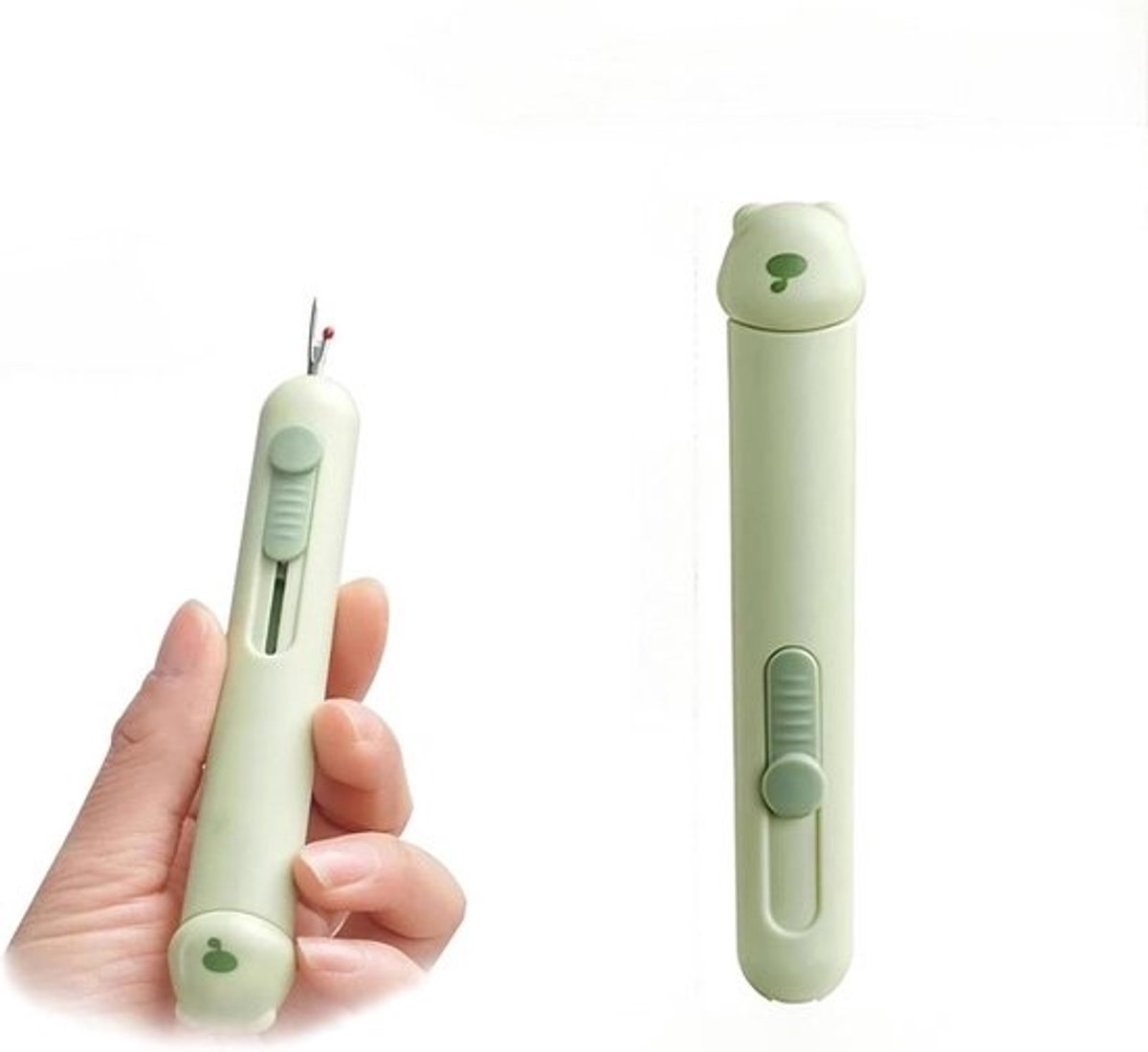 Naaldinrijger en Naadripper - Naaimachine Hulpmiddel - Efficiënt Naaien - Dubbele Functionaliteit - 10.5 cm - Groen
