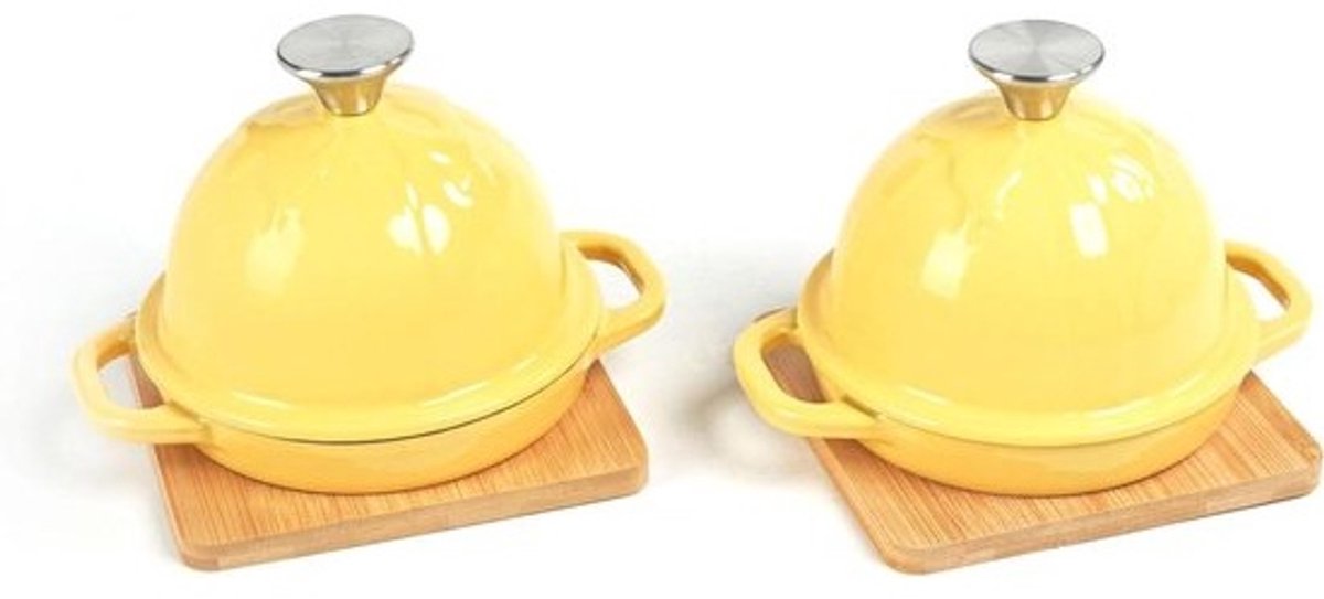 Gietijzeren Broodpot - Broodbakvorm Gietijzeren Pan - Brood Bakken - Geëmailleerde Gietijzer - 13 cm Diameter - Geel