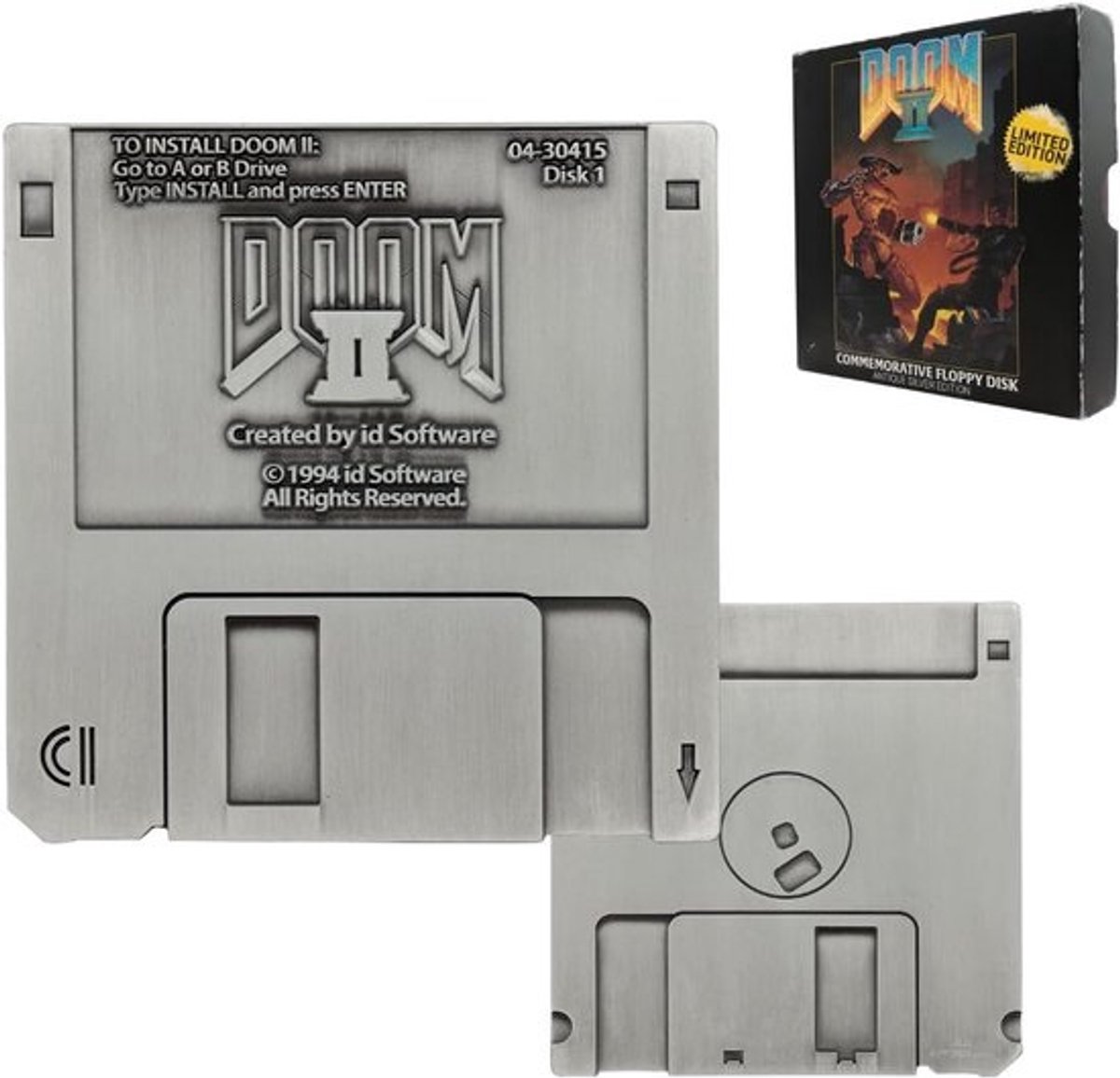 Decoratieve Replica Floppy Disk voor Klassieke Computerspel - Antiek Zilver