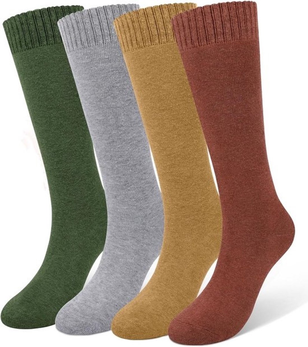 4 Paar Warme Kniekousen Dames - Pluizige Thermische Winter Sokken - Cozy Dij Hoge Sokken
