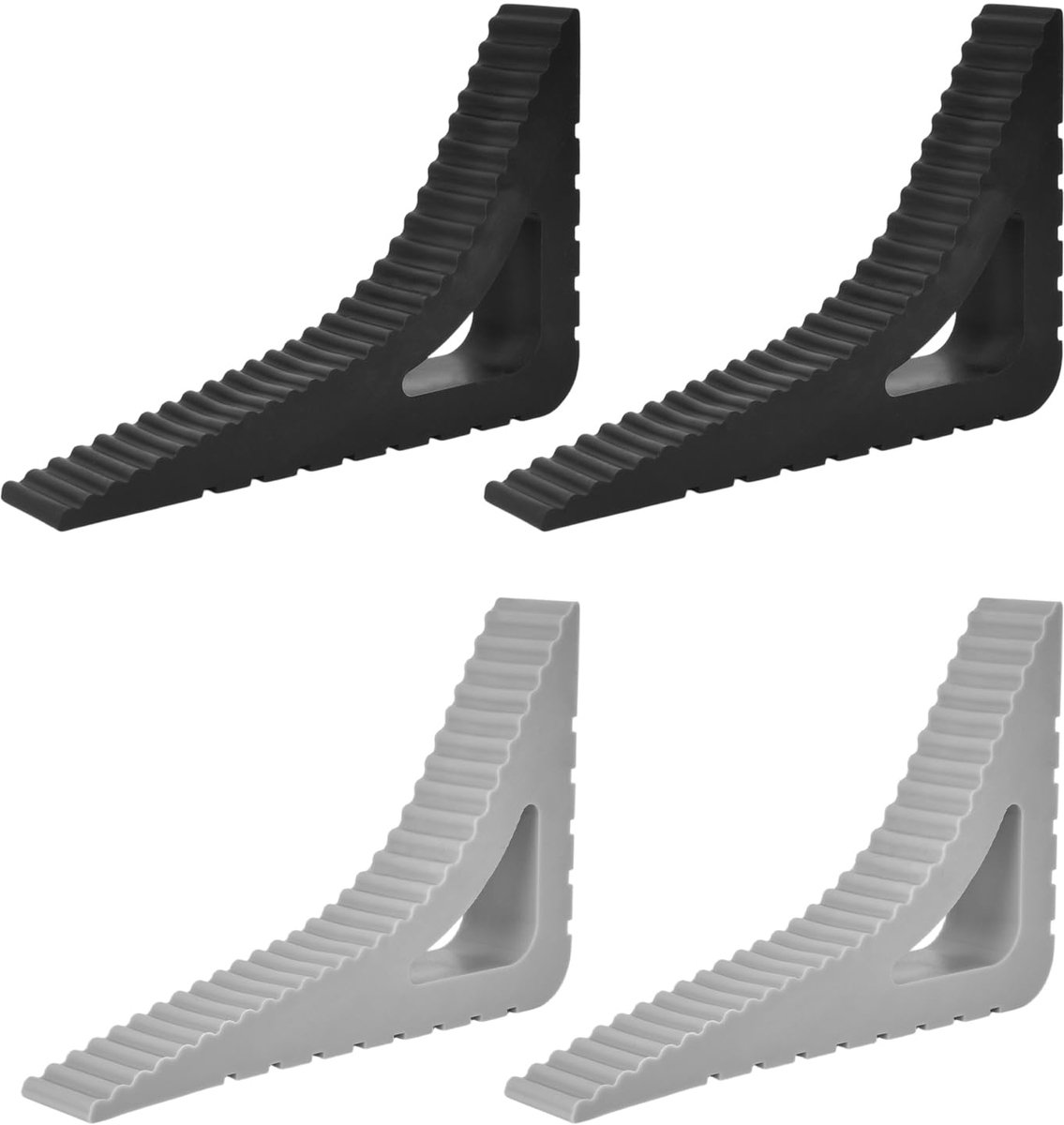 4 stuks Deurstopper Deurwig - Rubberen Antislip Krasvrij - Voor Badkamer, Keuken en Kinderkamer - Grijs en Zwart