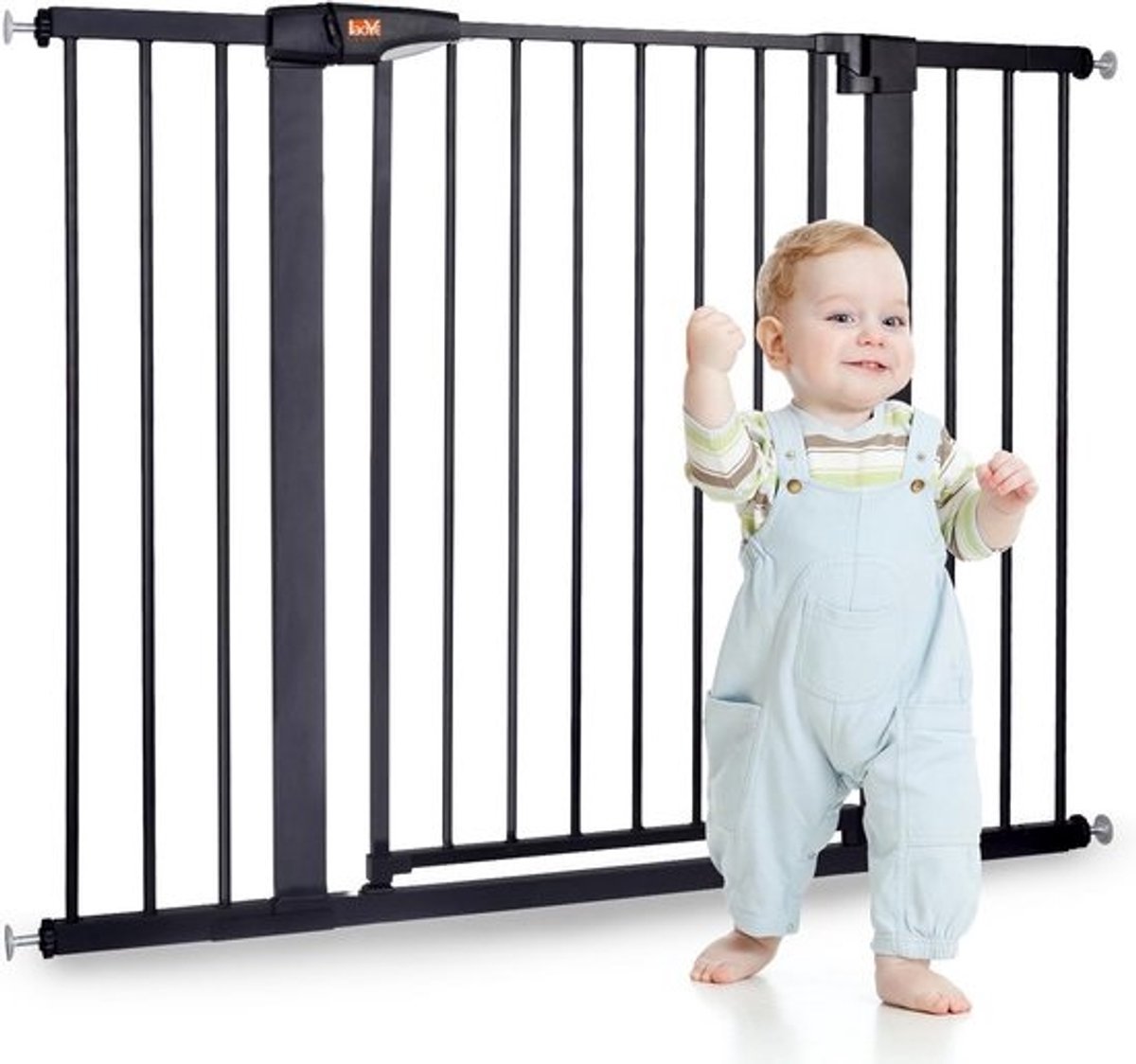 Extra Hoog Traphekje Zonder Boren 92cm - Uitschuifbaar 75-124cm - Zwart Veiligheidshek voor Baby's en Huisdieren