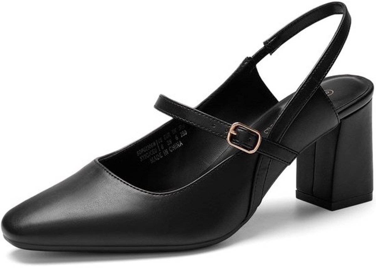 Dames Blokhak Pumps Mary Jane Slingback Vierkante Neus Jurk Schoenen