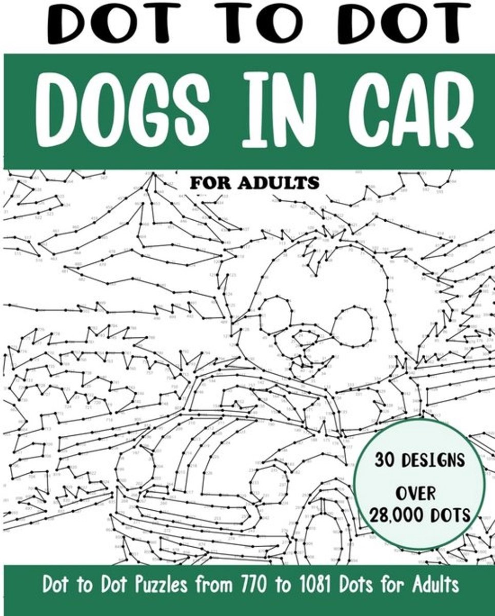 Moeilijke Connect-the-Dots Puzzels voor Volwassenen: Honden in Auto Thema met Duizenden Punten