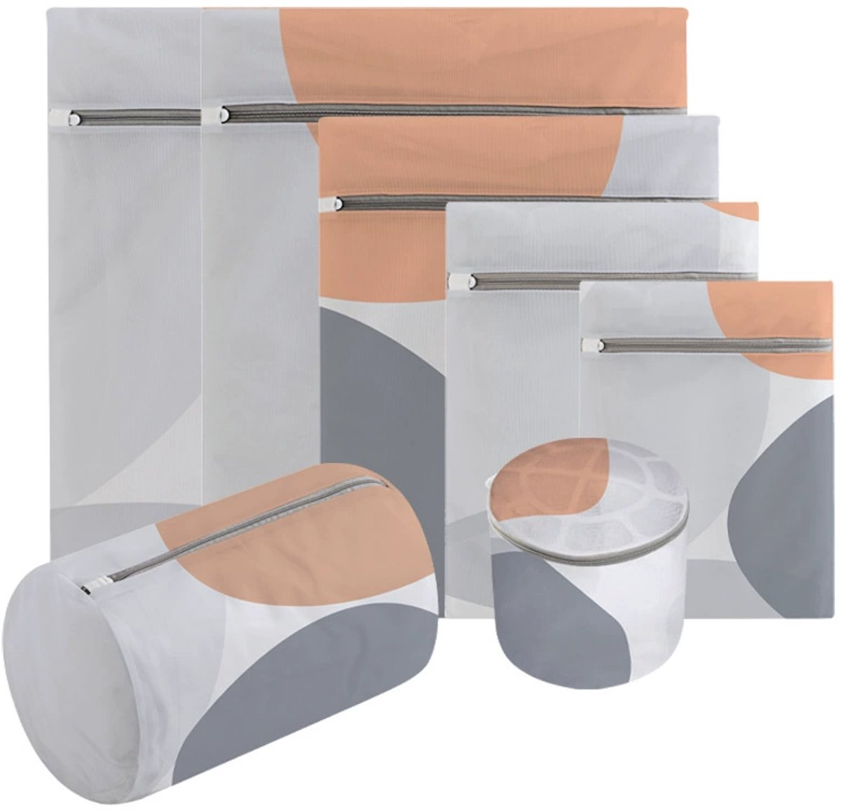 Waszakjes - Wasnetten - 6 stuks - Sterke Waszakken - met Rits - 6 maten - Waszak voor wasmachine blouses, beha's, ondergoed, beddengoed, mantels, textiel - Set 04