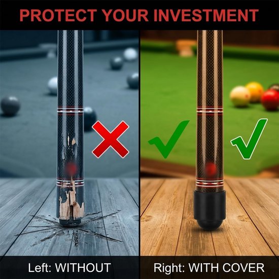 8 rubberen biljartkeu-beschermkappen, accessoires voor biljart, snooker en pool, 4 zwart + 4 rood — afbeelding 4
