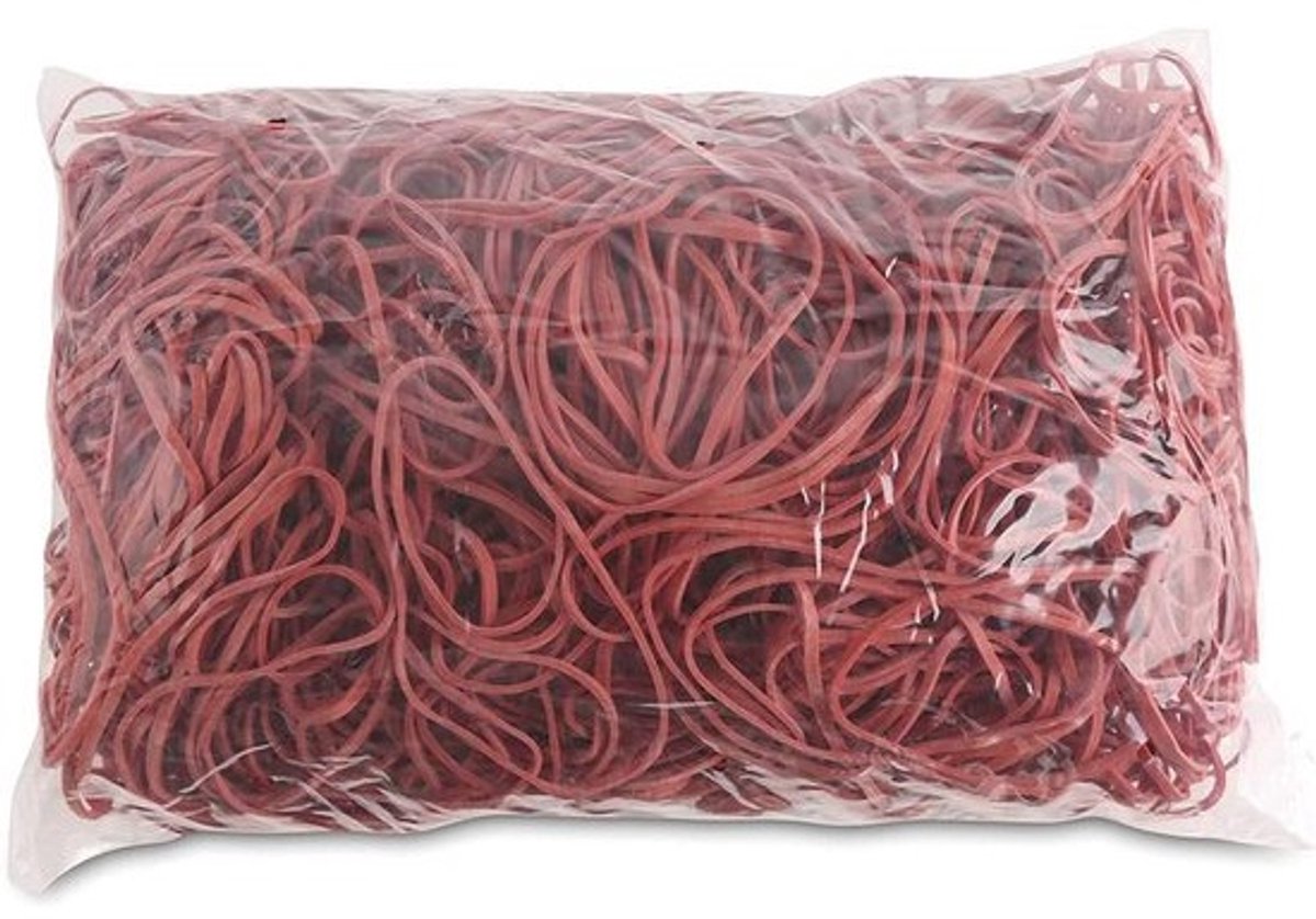 Rubberen banden - Elastieken ringen - Bundelen en fixeren - Verhoogde rubbergehalte - Diameter 80mm - Rood