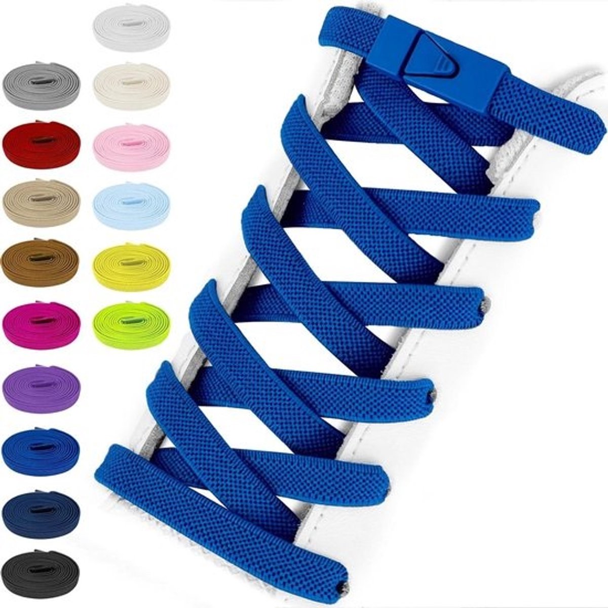 Elastische veters - Veters zonder strikken - Sneakers aantrekken - Snelsluiting mechanisme - 8 mm breed - Diverse kleuren