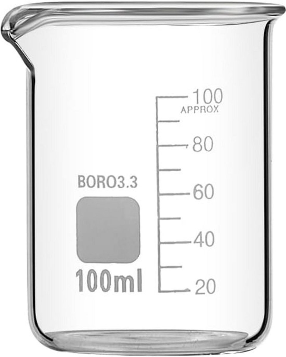 Maatbeker Glas - Mok met Tuit - Nauwkeurig Meten - Hittebestendig Borosilicaat - 100 ml 2 Stuks - Transparant