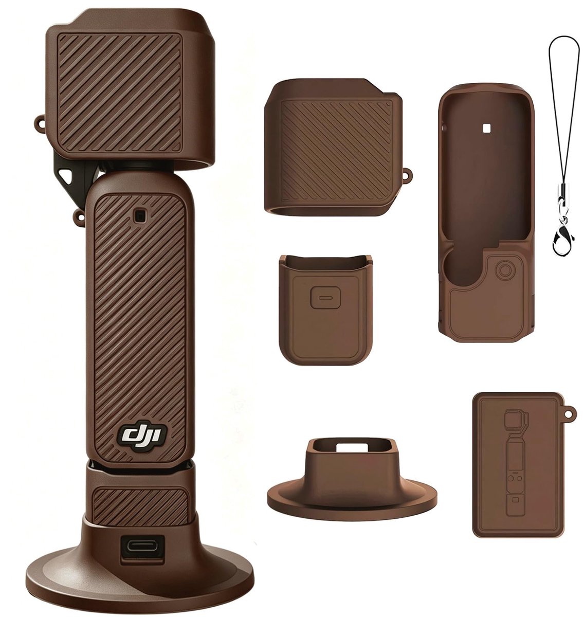 Honbobo Siliconen beschermhoes voor DJI Osmo Pocket 4, beschermhoes met siliconen basisstandaard en polsband - ShopVlot