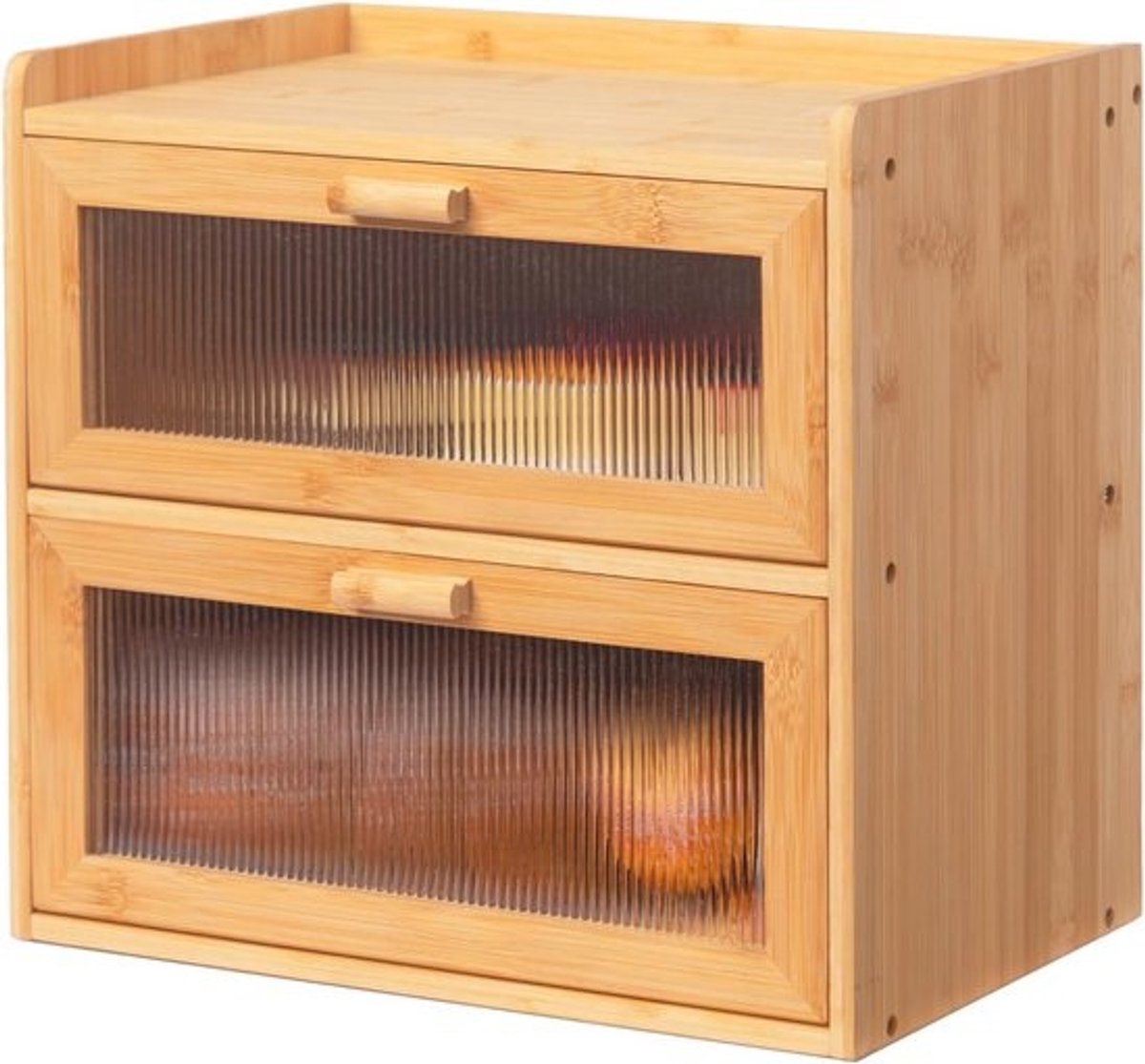Bamboe Broodtrommel - Brooddoos Keuken - Brood Vers Houden - Dubbel Dekker Ontwerp - 36.5 cm Breed - Natuurlijk Bamboe