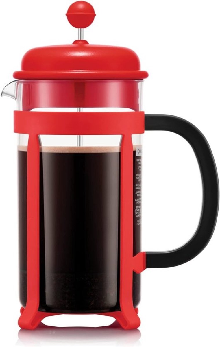 Koffiezetapparaat - Franse pers - Koffie zetten - Retro design - 1 Liter - Rood