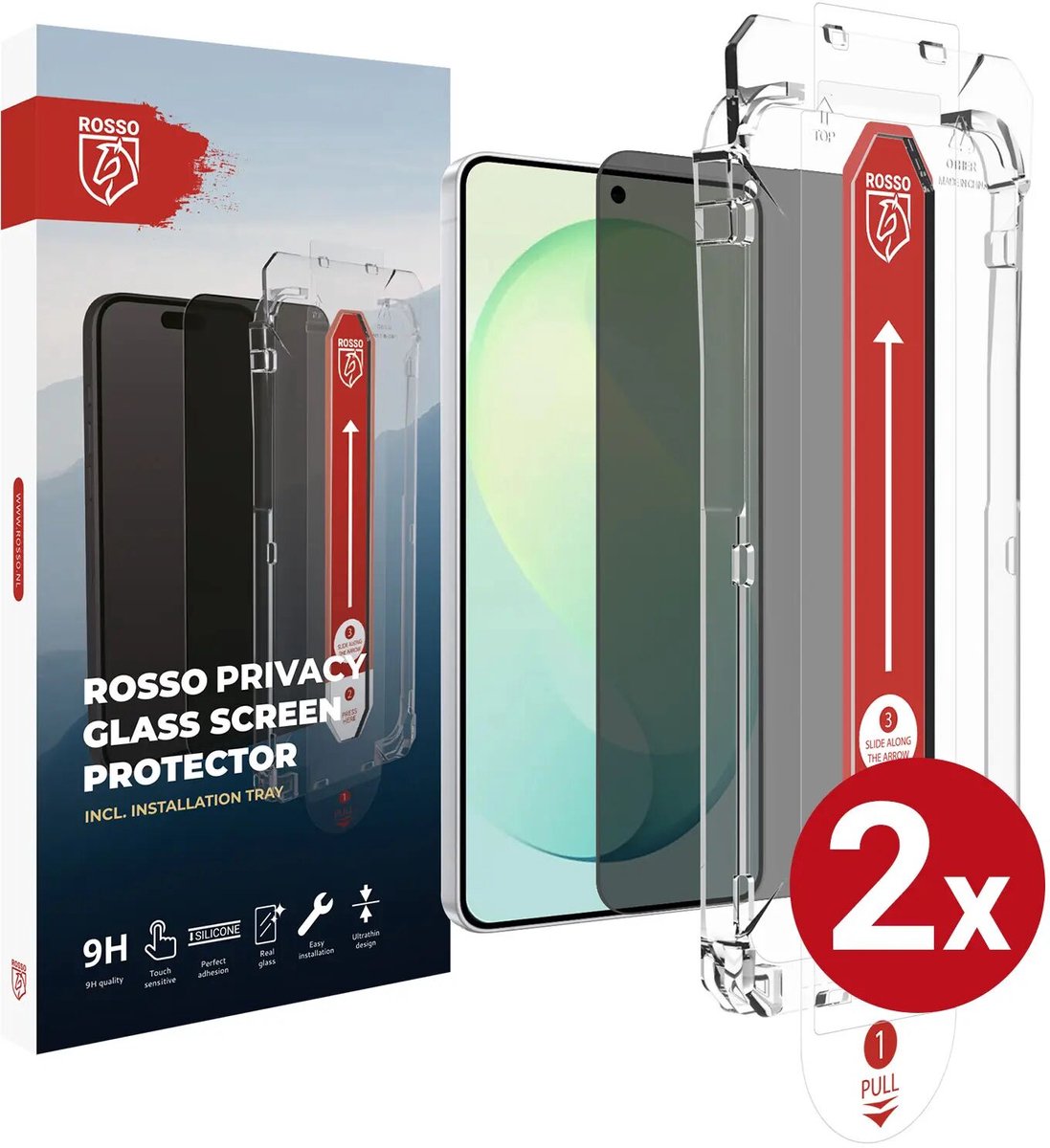2-Pack Rosso Privacy Screen Protector Geschikt voor Samsung Galaxy S26 FE | 9H Gehard Glas |Installatietray | Case Friendly | Tempered Glass | Stofvrij | Eenvoudige Installatie | Beschermglas | 2-Pack