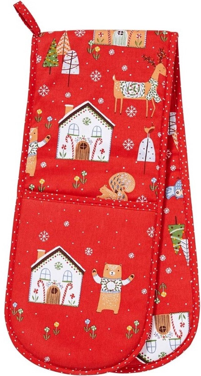 Dubbele Ovenwant voor Kerst met Vrolijke Dierenprint