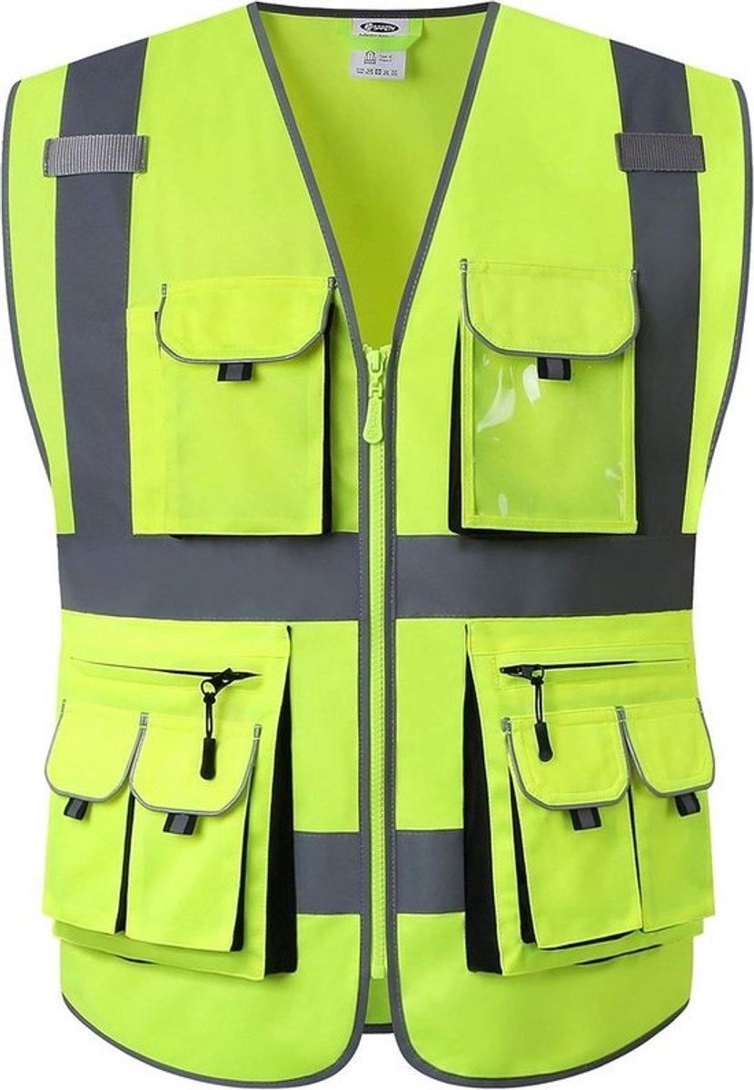 Veiligheidsvest met 10 zakken voor mannen en vrouwen - ANSI/ISEA klasse 2 High Visibility