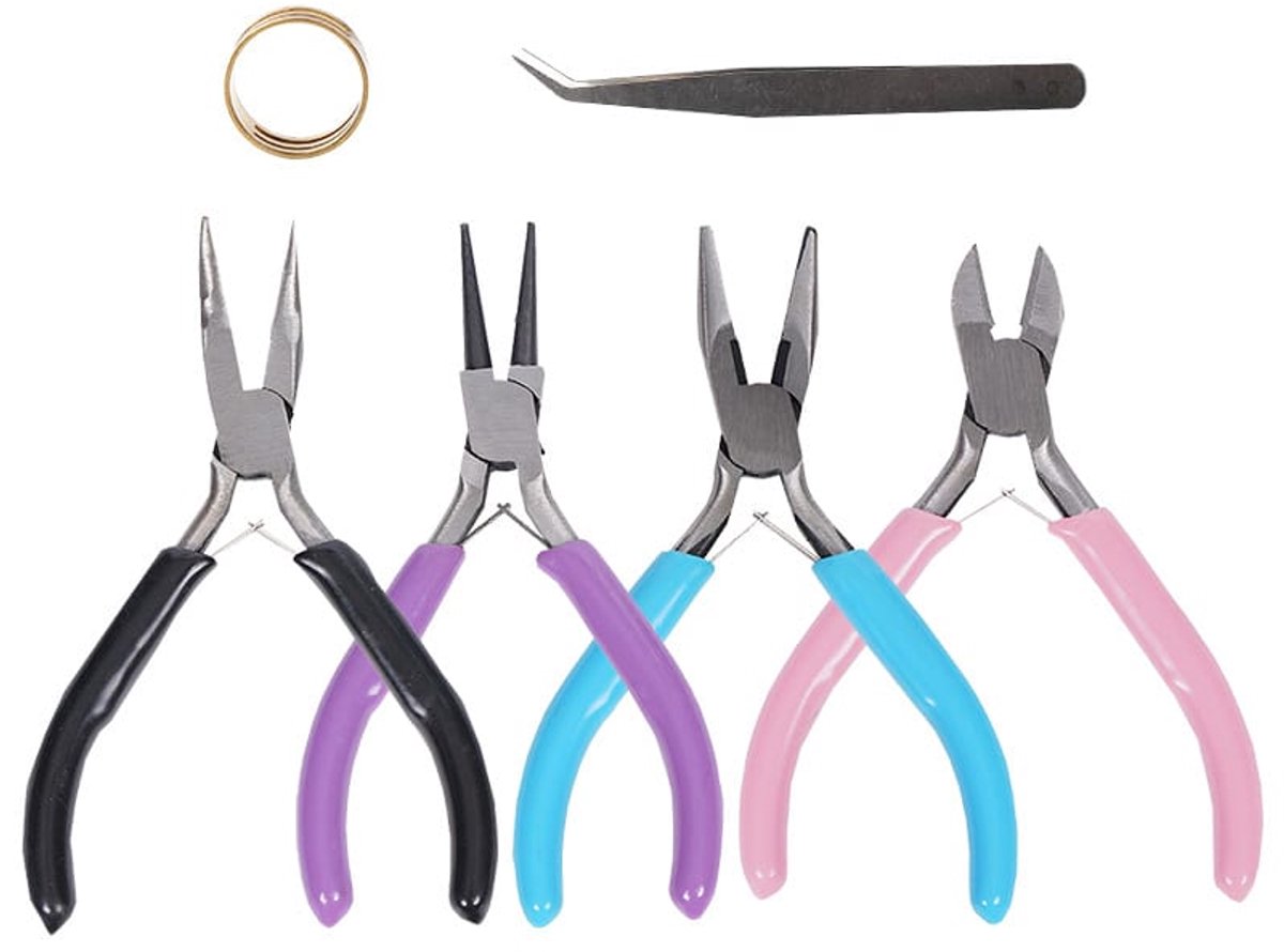 6 Delige sieraden tangenset – sieradentangen - Ronde gebogen tangen en draadknipper - DIY sieradengereedschapsset - Sieraden Tangen Set voor Sieraden Maken – LOUZIR