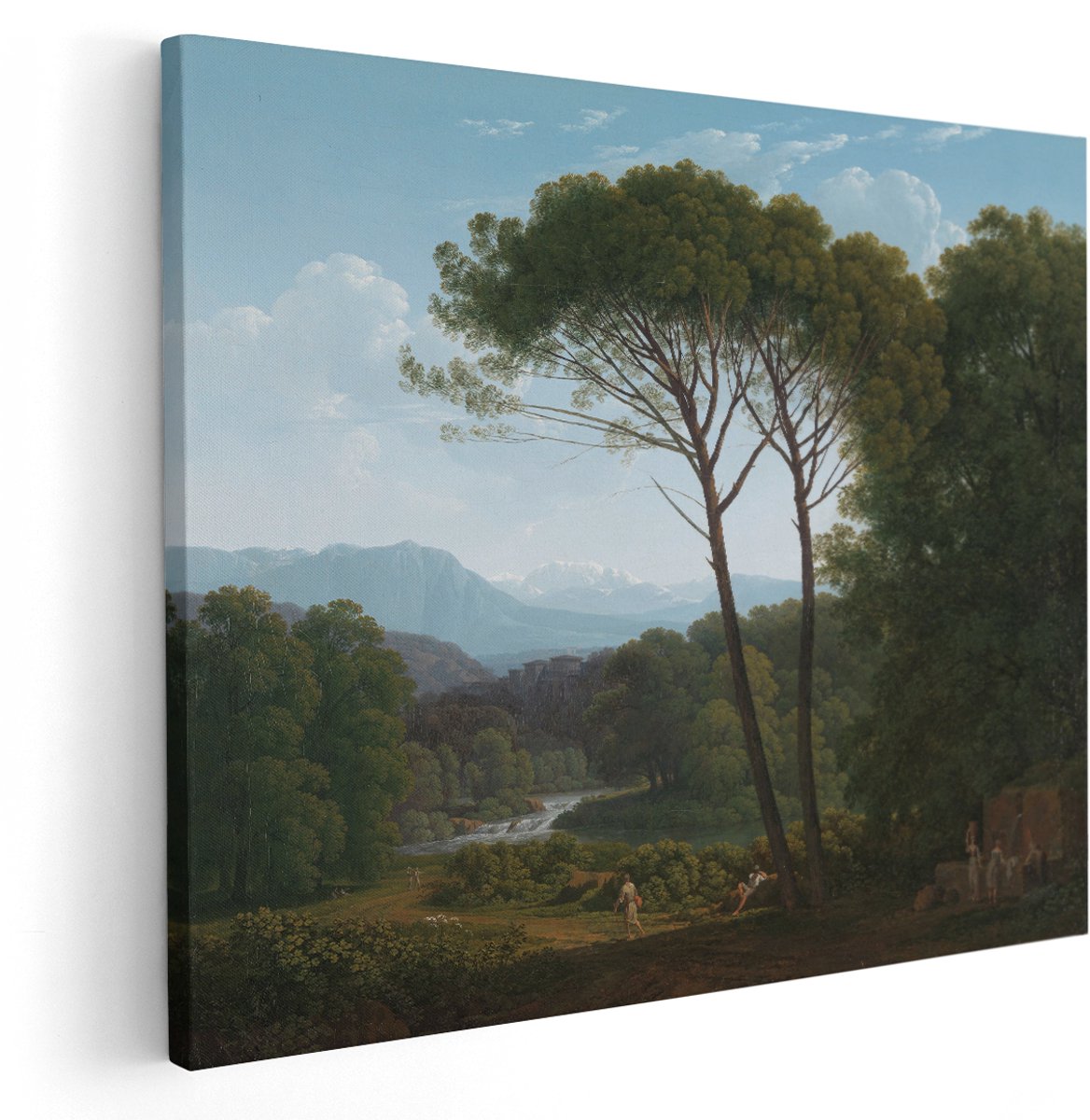 Artaza Canvas Schilderij Italiaans Landschap met Pijnbomen - Hendrik Voogd - 150x120 cm - Groot - Kunst - Wanddecoratie Woonkamer