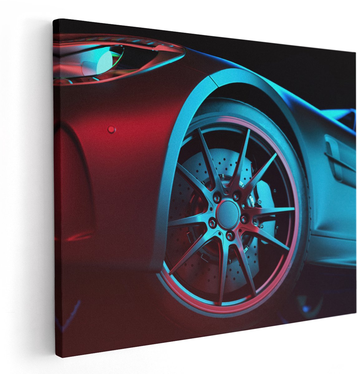Artaza Canvas Schilderij Moderne Sportwagen Auto - 150x120 cm - Groot - Wanddecoratie Woonkamer - Schilderijen - Muurdecoratie