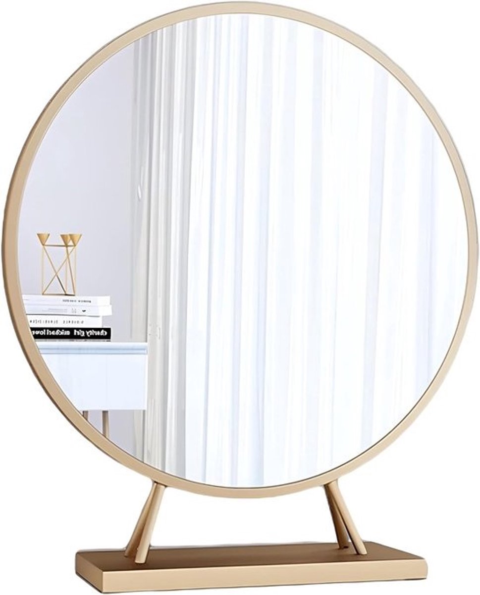 Make-up Spiegel - Kaptafel Spiegel - Schoonheidsroutine - 360 Graden Draaibaar - 30 cm Rond - Goud