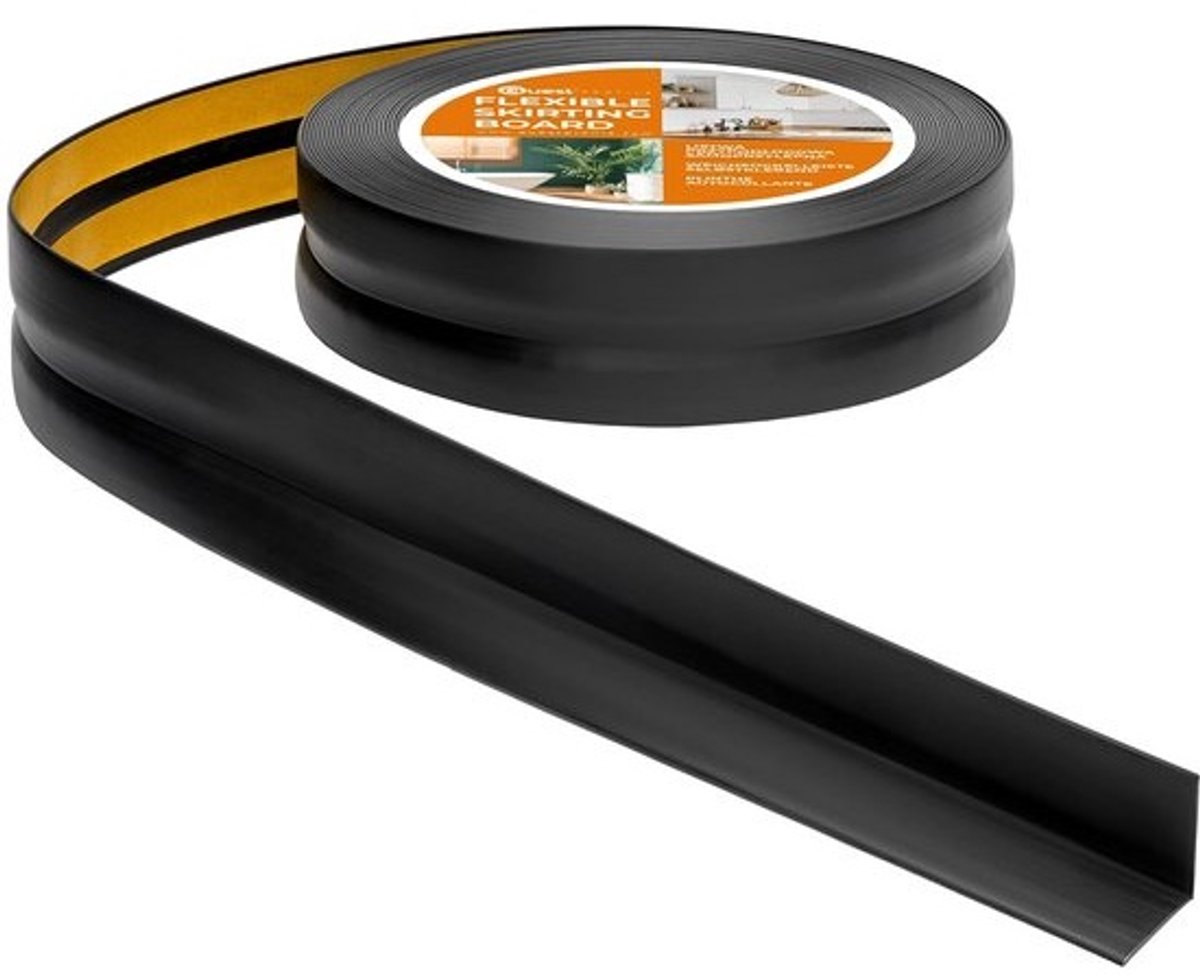 Zelfklevende Flexibele Plint 30x30mm Zwart - Waterdichte PVC Afwerkstrip voor Keuken en Badkamer (15 Meter)