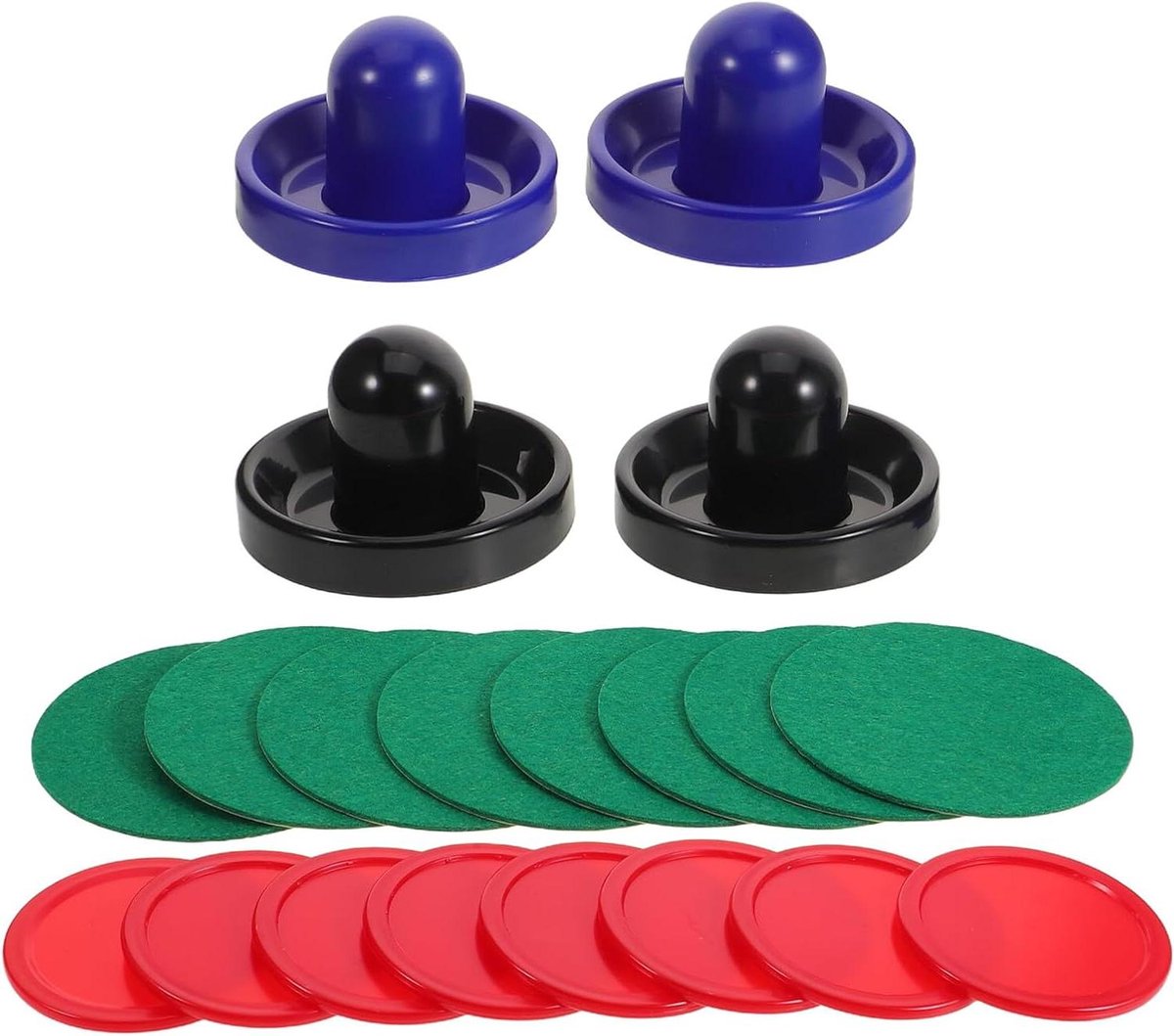 Airhockey Accessoires - Pucks en Pushers - Gezinsplezier - Zelfklevende Pads - Diverse Kleuren - Set van 2