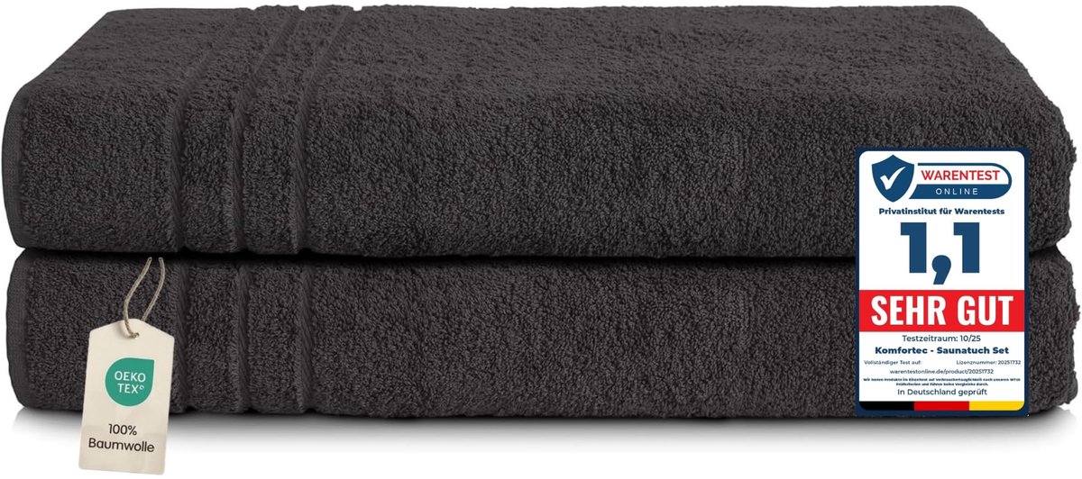SnelShoppen - XXL Saunahanddoek Set 2 Stuks 80x200 cm - 100% Katoen - Luxe Badlaken voor Sauna, Strand en Camping