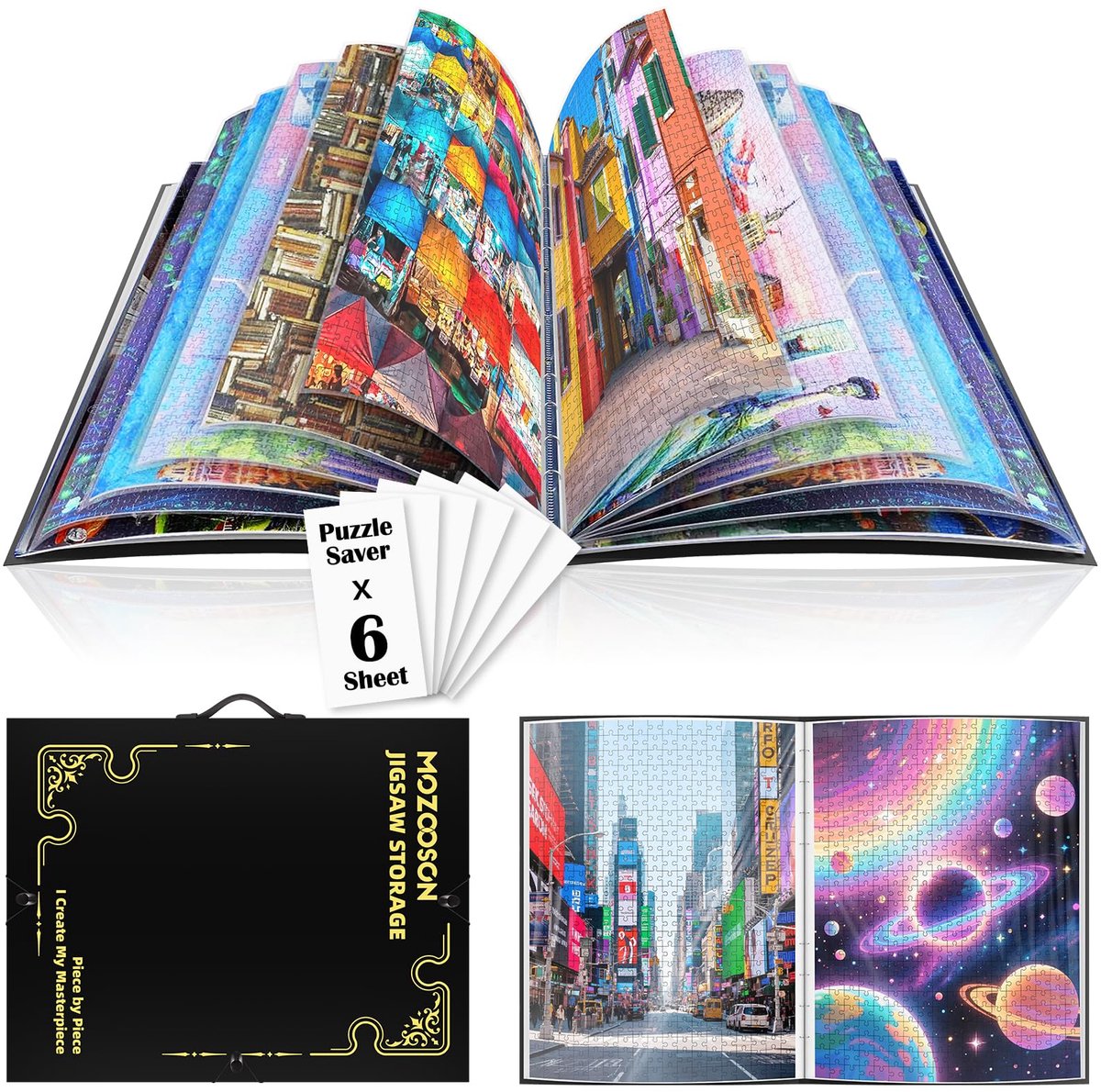SnelShoppen - Puzzelopslag en Puzzelorganizer voor 1000 Stukjes, Draagbaar met 25 Vakken, Grote Opslagcapaciteit, Stofdichte Puzzelaccessoires voor Th