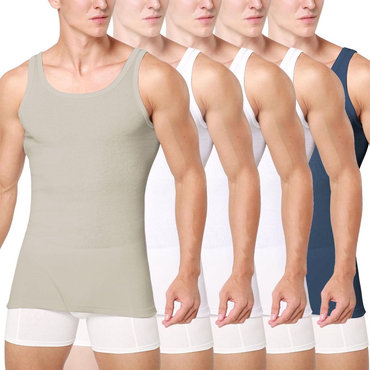 SnelShoppen - Smart Sir Bx100 Heren Ondershirt Tanktop Katoen, 3/5 Stuks, Ideaal voor Sport, Casual en Dagelijks Gebruik, Zwart/Wit