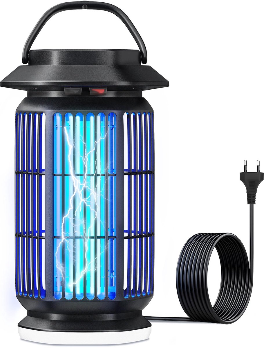 SnelShoppen - Elektrische Insectenverdelger met LED Licht, 4000V Muggenlamp, 365nm UV-Muggenval, IPX4 Waterdicht, Dekking tot 100m² voor Slaapkamer, B
