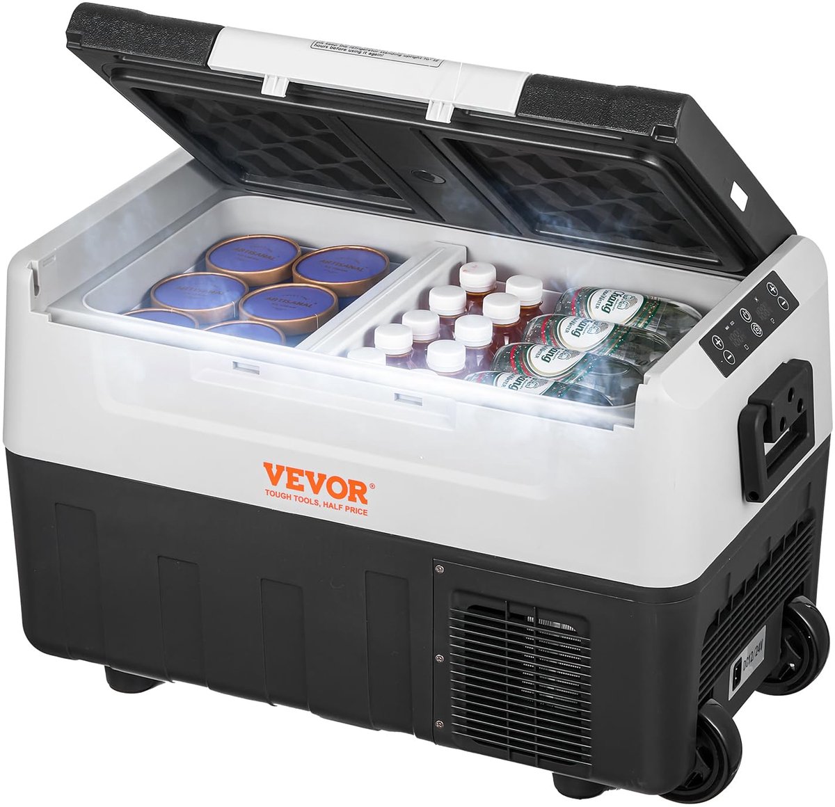 SnelShoppen - VEVOR Camping Koelkast 35L Koelbox - 12/24V Elektrische Vriesbox met 2-in-1 Dubbele Zone - Draagbare Auto Koelkast Compressor voor Campi