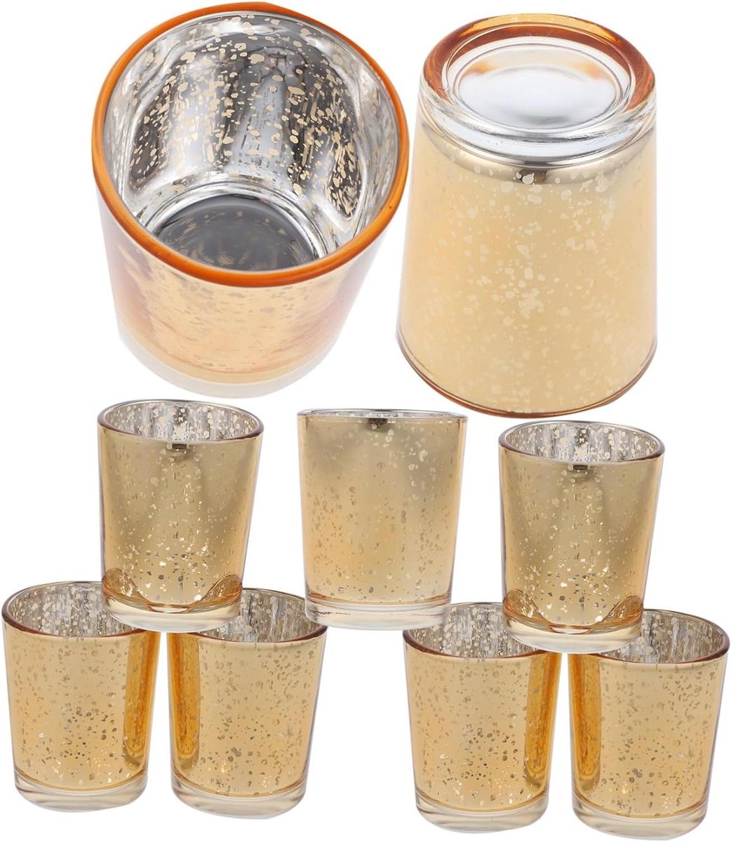 Theelichthouders Set - Waxinelichthouders Glas - Tafeldecoratie - Stabiele Voet - 12 Stuks - Gekleurd