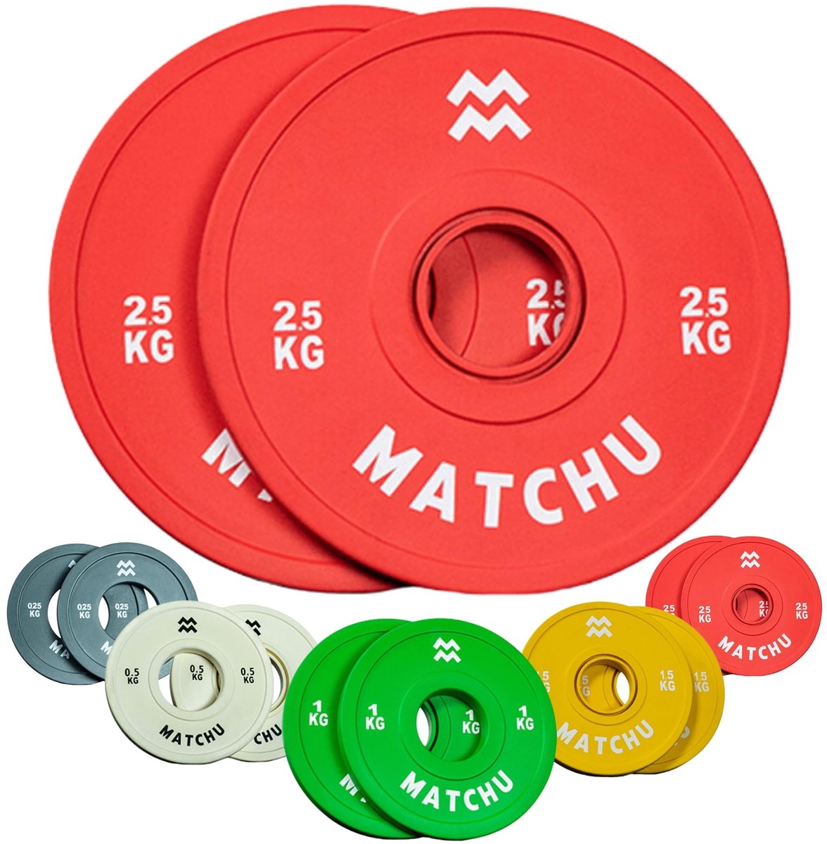 SnelShoppen - MATCHU Halterschijven - Mini Halterschijven 0,25-2,5 KG - Set van 5X 2 Stuks - Bumperplates - Gewichtsschijven 50MM - Rood - Ideaal voor