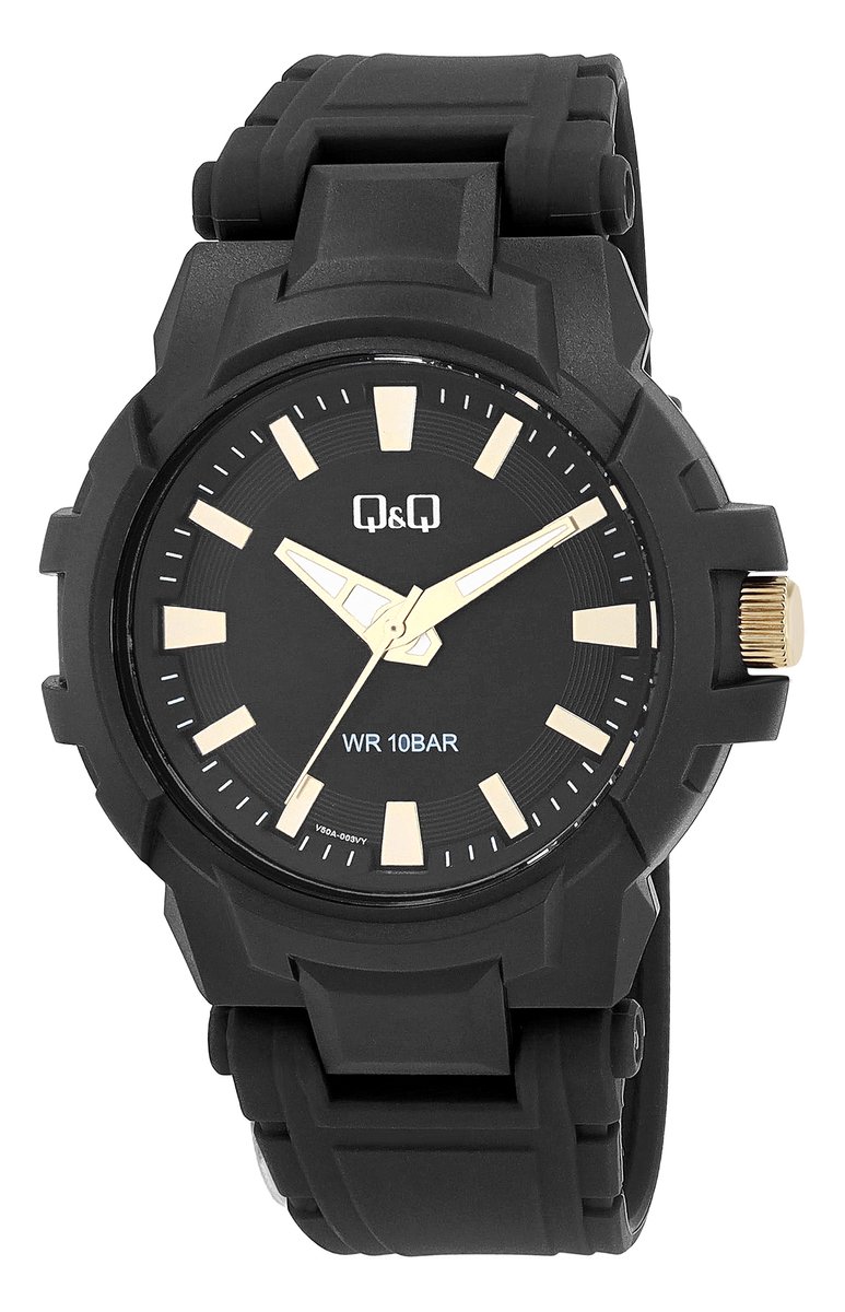 Q&Q Herenhorloge kunststof goudkleurig, 10 ATM