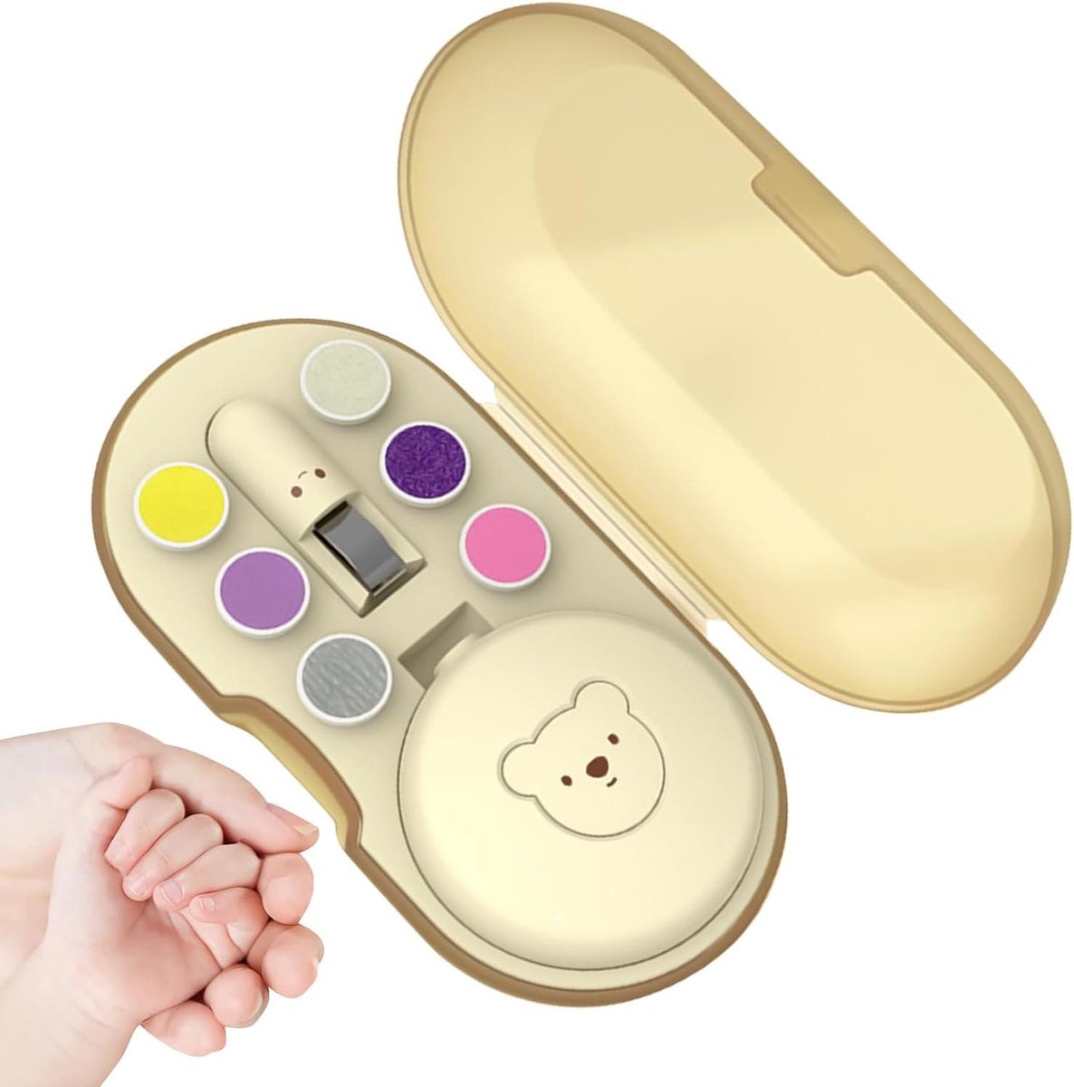 Elektrische Nagelfrees - Baby Nagelvijl - Babyverzorging - Zes Reservekoppen - ca. 7 x 7 x 3 cm - Wit