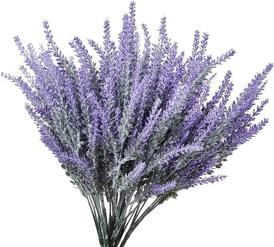 Kunstlavendel Boeket - Nepbloemen Kunstbloemen - Interieur Decoratie - Natuurlijke Uitstraling - 38 cm Hoog - Lila