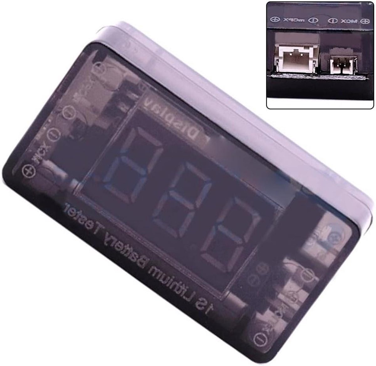 LiPo Accutester - Batterij Tester - Spanning Controleren - Rood Digitaal Display - 1S - Rood