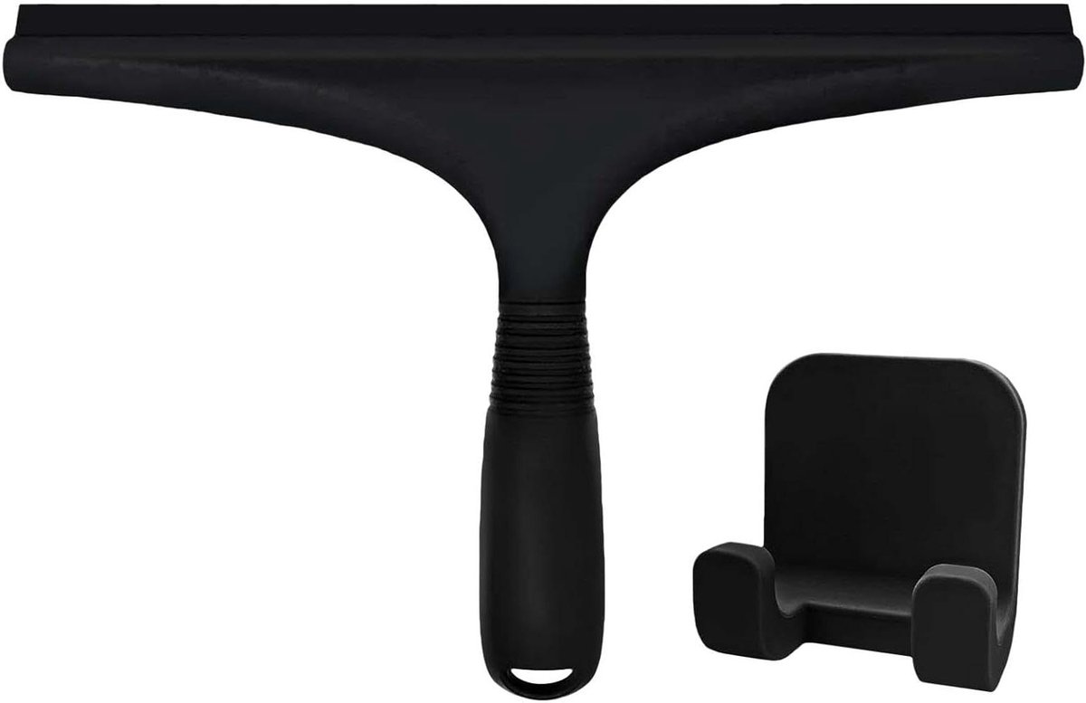 Douche Raam Wisser - Glasreiniger Haken - Streeploos Reinigen - Multifunctionele Kop - 25.5x17cm - Zwart