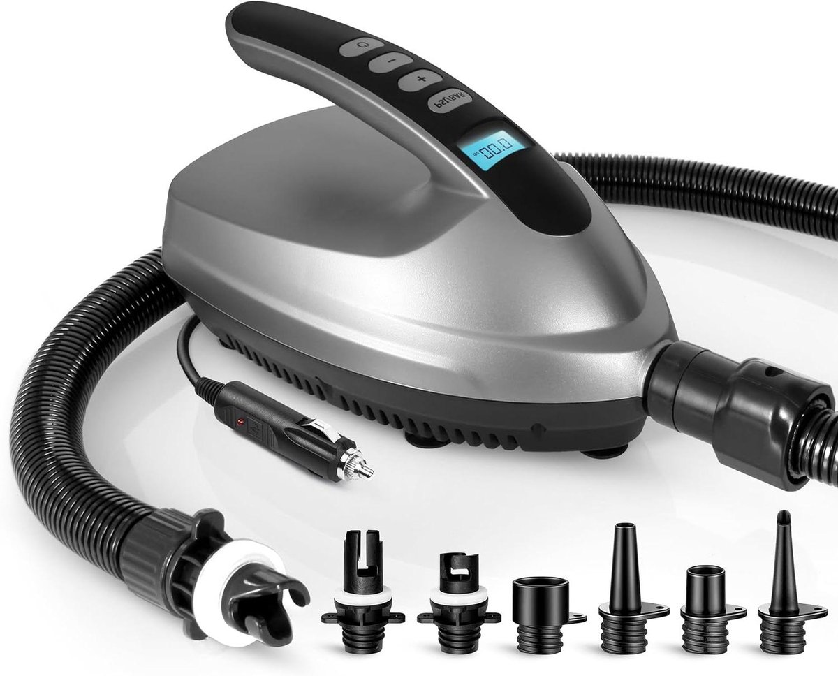 Digitale Luchtpomp - Elektrische Inflator - Watersport Klaarmaken - Automatische Uitschakeling - Tot 16 PSI - Zwart