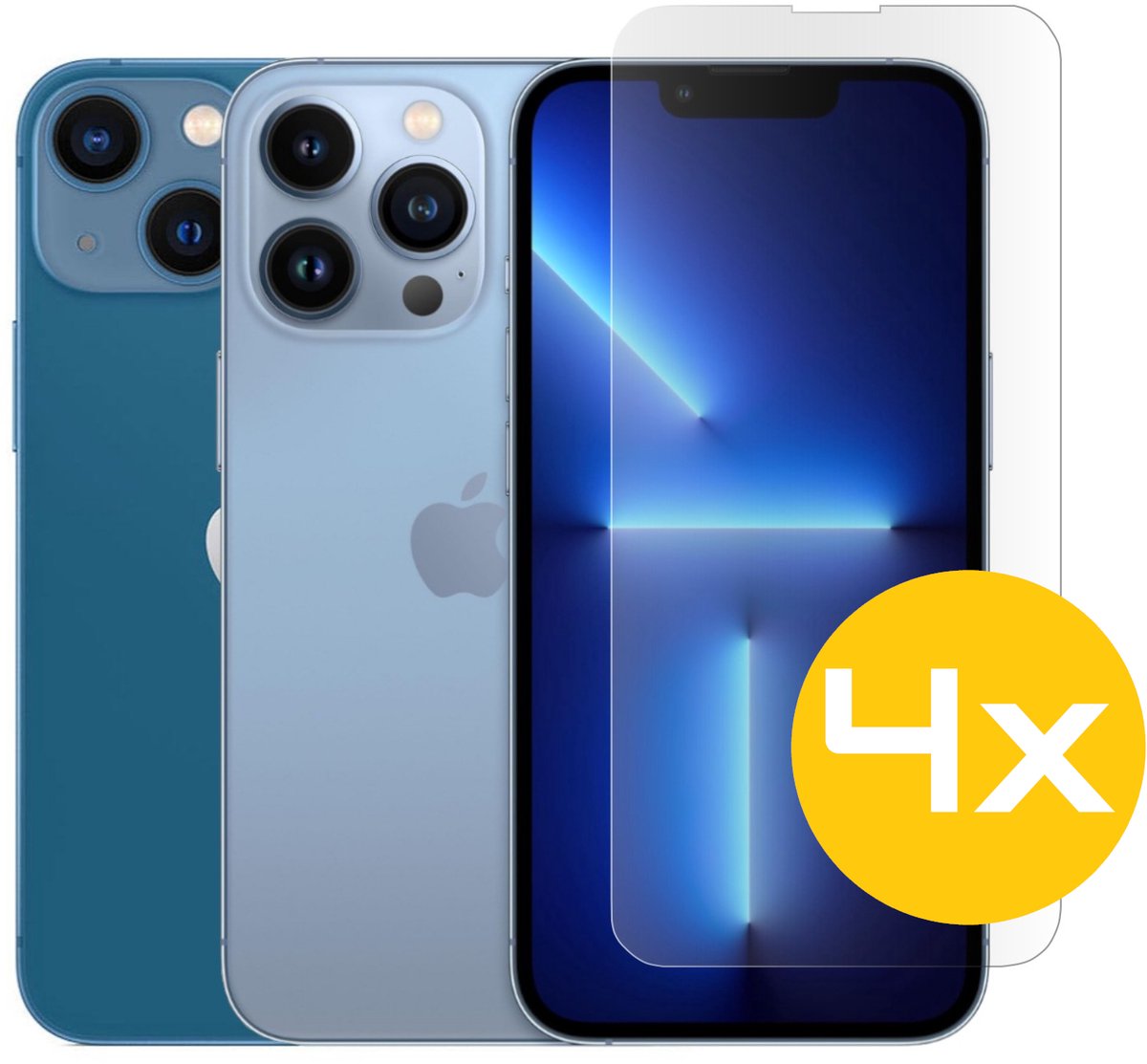 Screenprotector Geschikt Voor iPhone 13 / 13 Pro - Glasplaat - Tempered Glass - 4 Stuks