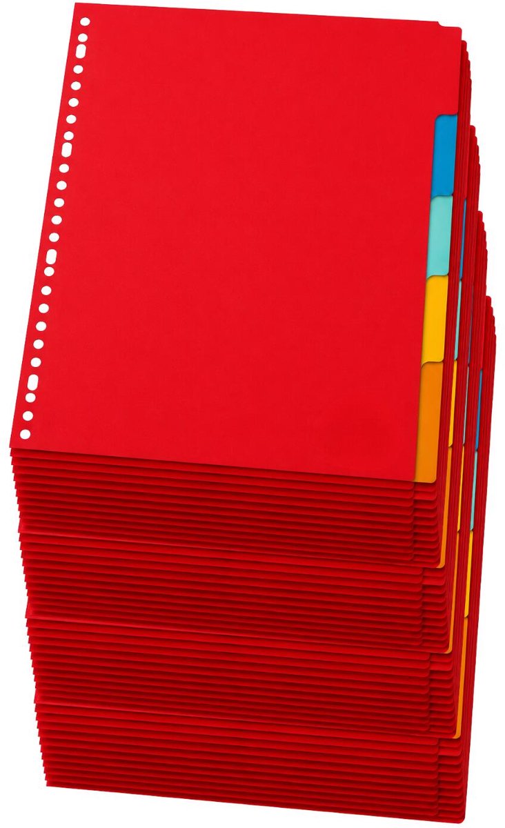Stylex A4 tabbladen set - 60x stuks - gekleurd - 23 ringen - karton - ringmap tabs