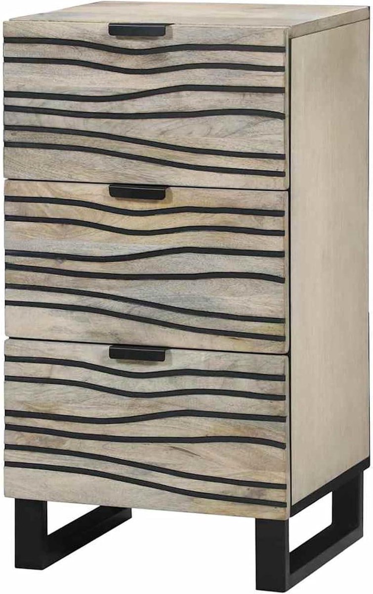 Dressoir met lade - Opbergkast - Media opbergen - Massief mangohout - 40x33x75 cm - Wit